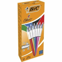 Set di Penne Bic Shine Silver Bianco Multicolore (12 Pezzi)