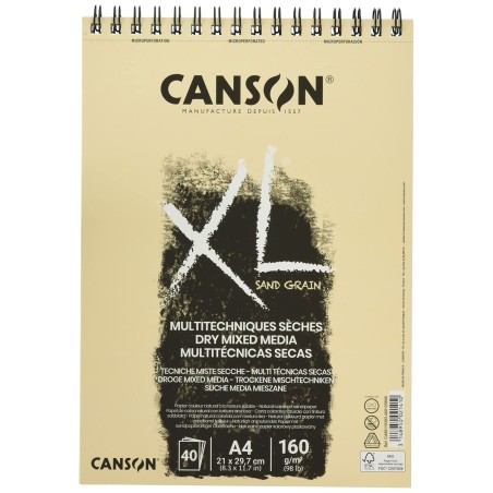 Blocco da disegno Canson XL Sand Naturale A4 5 Unità 40 fogli 160 g/m2