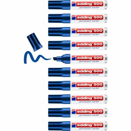 Marcatore permanente Edding 500 Azzurro (10 Unità)