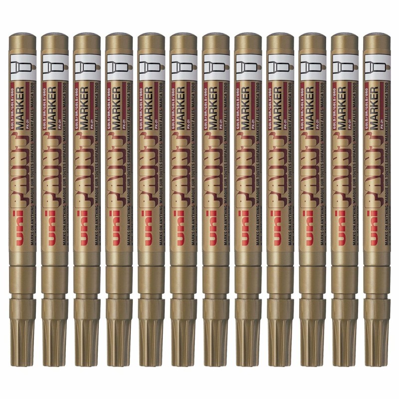Marcatore permanente Uni-Ball Paint PX-21L Dorato 12 Pezzi Marcatore permanente Uni-Ball Paint PX-21L Dorato 12 Pezzi