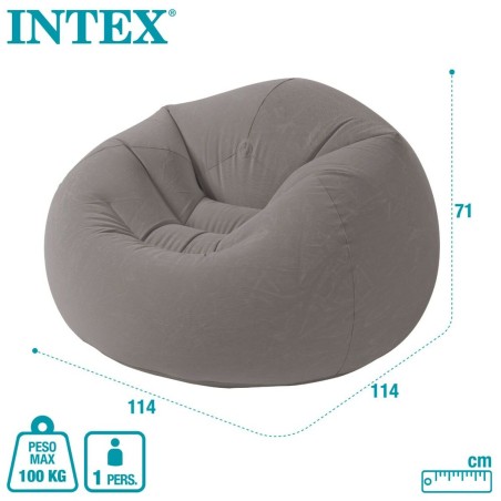 Poltrona Gonfiabile Intex Grigio 107 x 69 x 104 cm 114 x 71 x 114 cm (6 Unità)