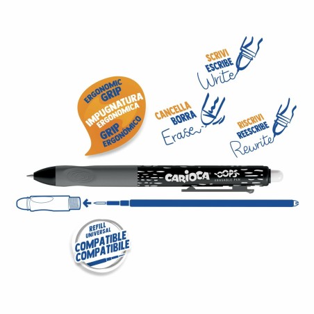 Penna Carioca Oops Nero 0,7 mm (12 Pezzi)