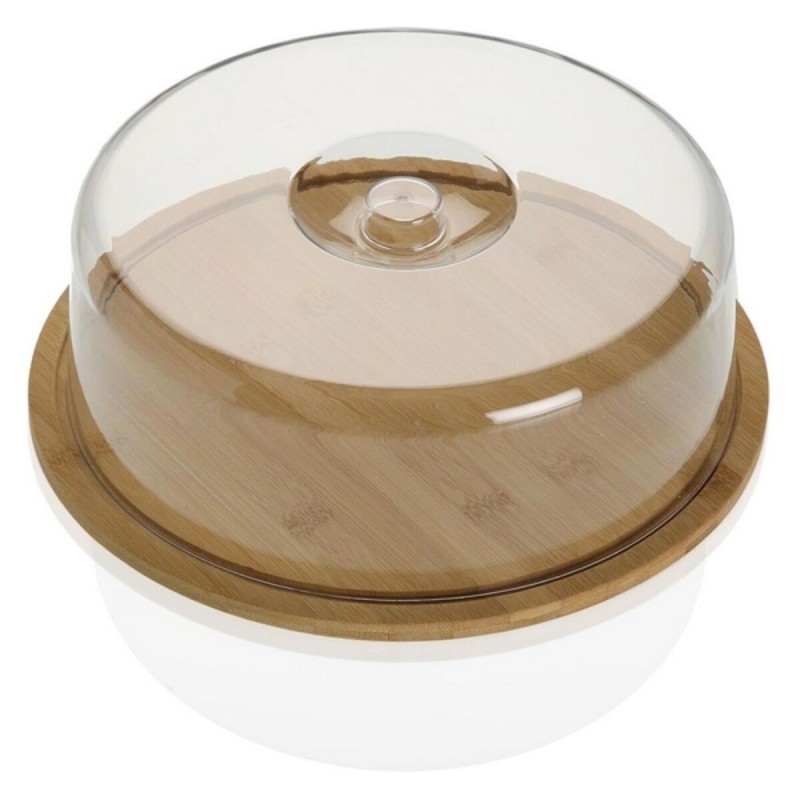 Vassoio con coperchio Versa Trasparente Bambù polistirene Legno MDF