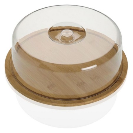 Vassoio con coperchio Versa Trasparente Bambù polistirene Legno MDF