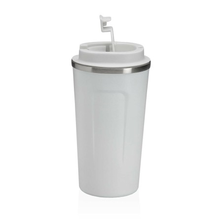 Bicchiere con Tappo Versa Bianco Acciaio polipropilene 510 ml