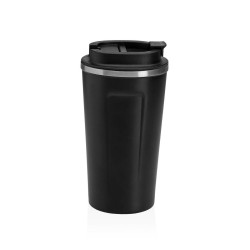 Bicchiere con Tappo Versa Nero Acciaio polipropilene 510 ml