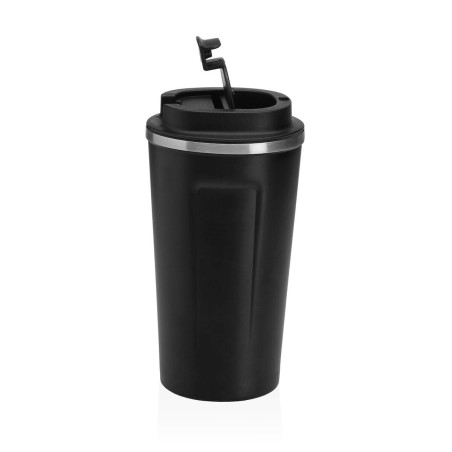 Bicchiere con Tappo Versa Nero Acciaio polipropilene 510 ml