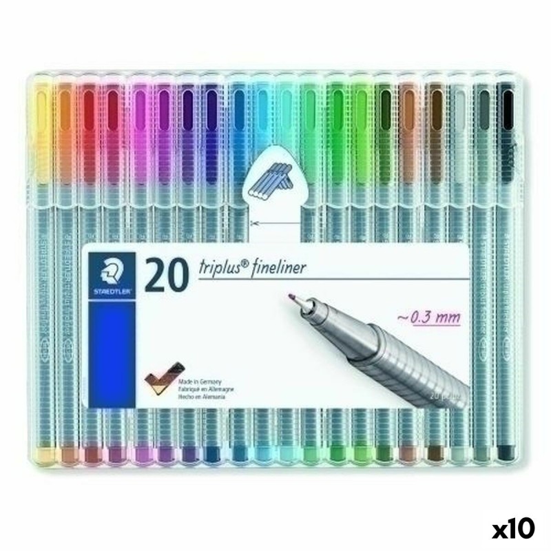 Set di Pennarelli Staedtler Triplus Fineliner Multicolore (10 Unità)