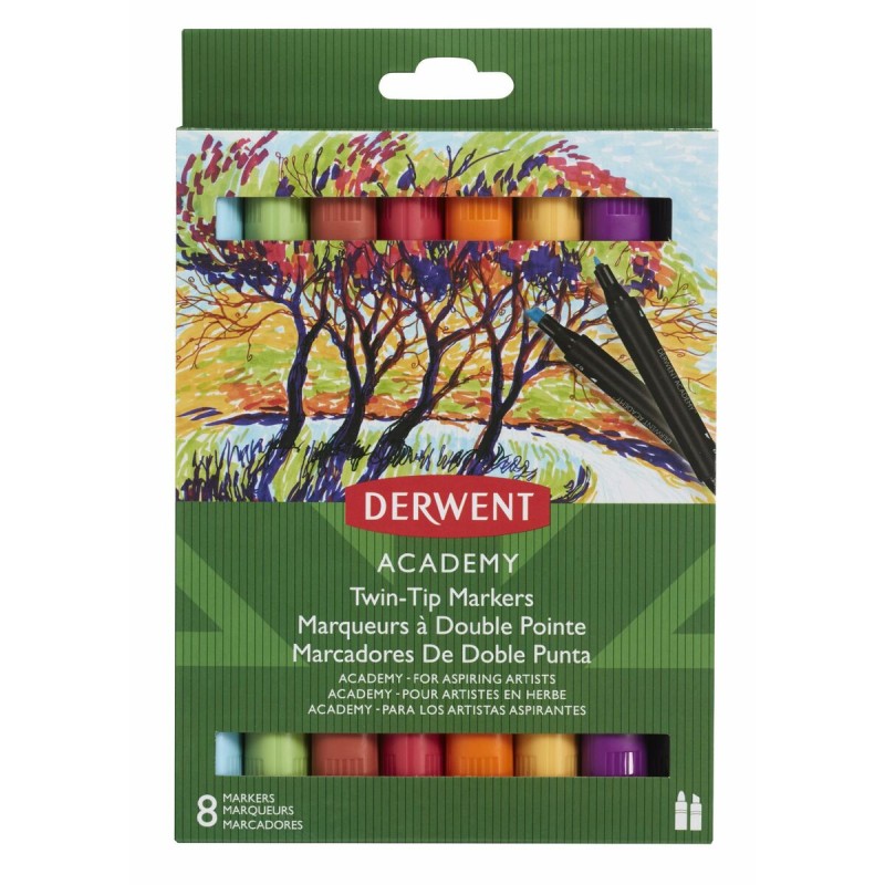 Set di Pennarelli DERWENT Academy Multicolore Doppia punta 8 Pezzi