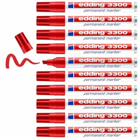 Marcatore permanente Edding 3300 Rosso (10 Unità)