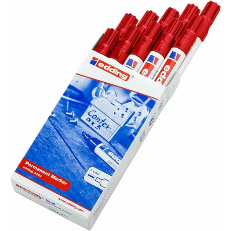 Marcatore permanente Edding 3300 Rosso (10 Unità)