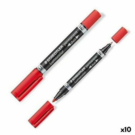 Marcatore permanente Staedtler Lumocolor 348 Doppia Rosso (10 Unità)