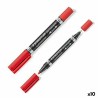 Marcatore permanente Staedtler Lumocolor 348 Doppia Rosso (10 Unità)