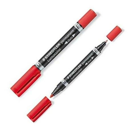 Marcatore permanente Staedtler Lumocolor 348 Doppia Rosso (10 Unità)