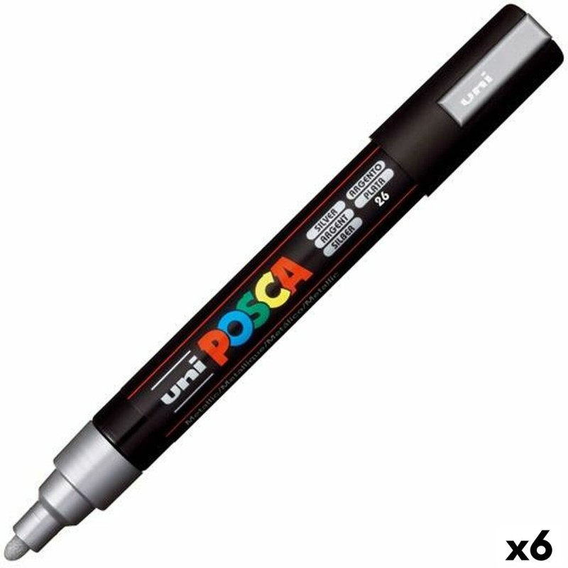 Pennarelli POSCA PC-5M Argentato (6 Unità) Pennarelli POSCA PC-5M Argentato (6 Unità)