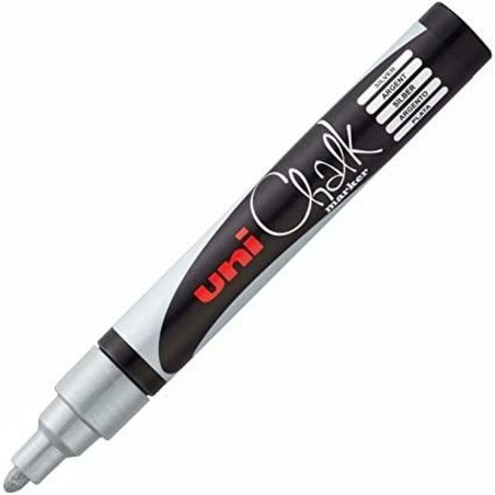 Pennarelli a gesso liquido Uni-Ball PWE-5M Argentato (6 Pezzi)