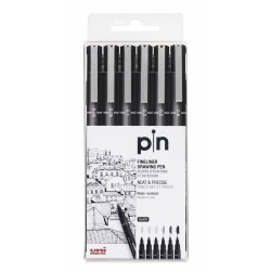 Set di Pennarelli Uni-Ball PIN-200(S) Nero Multicolore 6 Pezzi