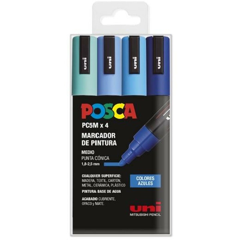 Set di Pennarelli POSCA PC-5M Azzurro Multicolore Set di Pennarelli POSCA PC-5M Azzurro Multicolore