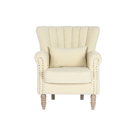 Poltrona Home ESPRIT Bianco Naturale Legno d'albero della gomma 73 X 65 X 87 cm