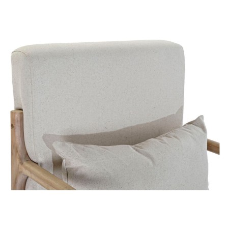 Sedia a Dondolo DKD Home Decor Beige Naturale Lino Legno d'albero della gomma 66 x 85 x 81 cm
