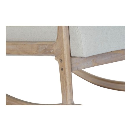 Sedia a Dondolo DKD Home Decor Beige Naturale Lino Legno d'albero della gomma 66 x 85 x 81 cm