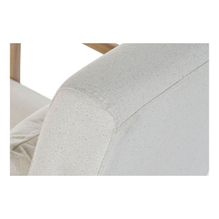 Sedia a Dondolo DKD Home Decor Beige Naturale Lino Legno d'albero della gomma 66 x 85 x 81 cm