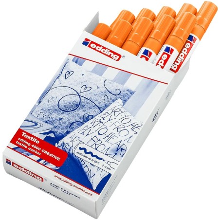 Marcatore permanente Edding 4500 Tessile Fluorescente Arancio (10 Unità)