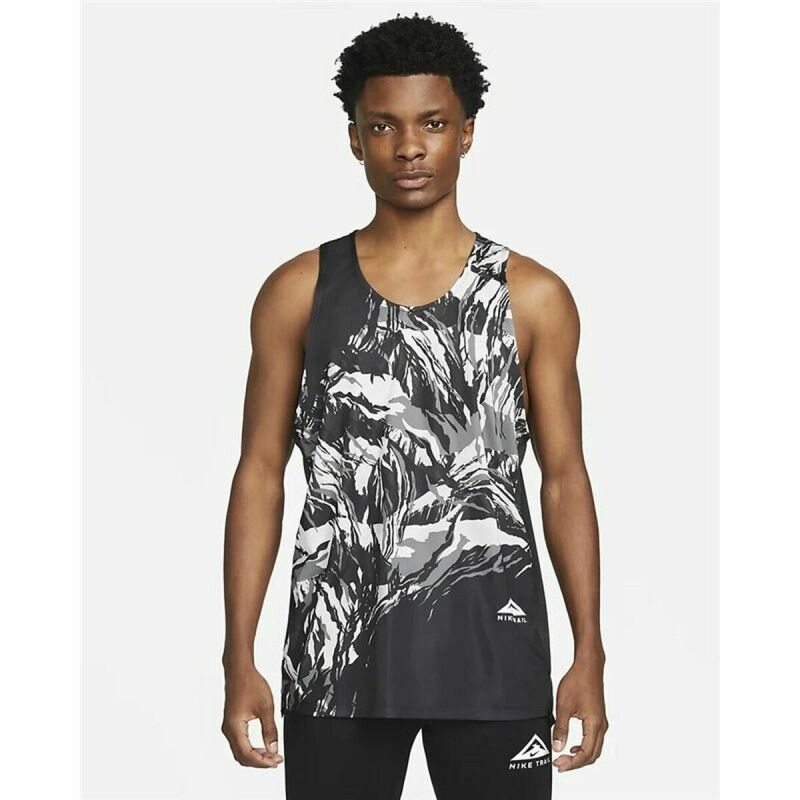 Canotta Uomo Nike Trail Rise Grigio Nero Canotta Uomo Nike Trail Rise Grigio Nero