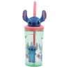 Bicchiere con Cannuccia Stitch Flowers 3D 360 ml