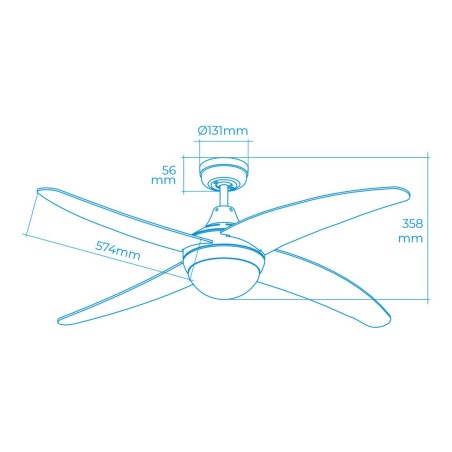 Ventilatore da Soffitto con Luce EDM 33807 Caspio Argentato 60 W