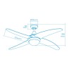 Ventilatore da Soffitto con Luce EDM 33807 Caspio Argentato 60 W