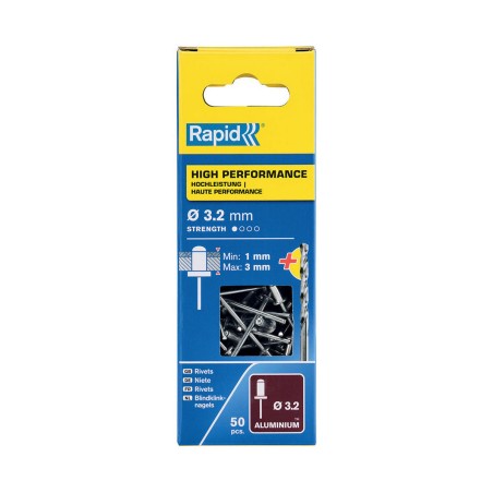 Rivetto Rapid 5001528 Punta da trapano Ø 3,2 x 6 mm Alluminio (50 Unità)