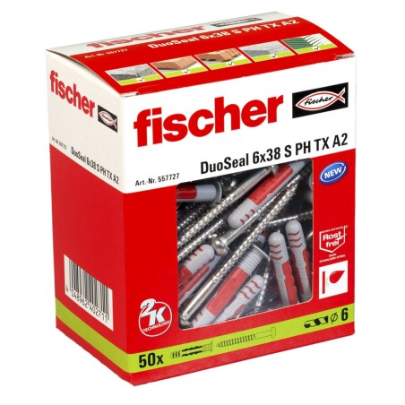 Dadi e viti Fischer DuoSeal 557727 S A2 Impermeabili Ø 6 x 38 mm (50 Unità)