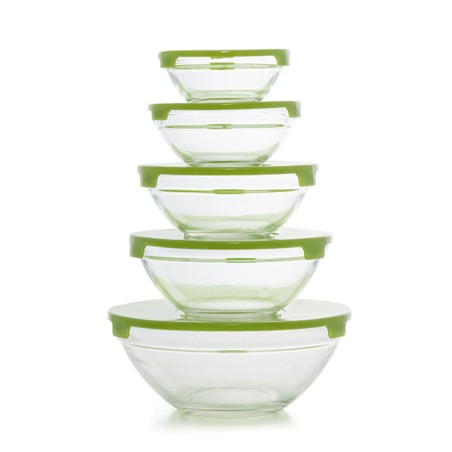 Set di 5 scatole porta pranzo Glass EH Azzurro Trasparente