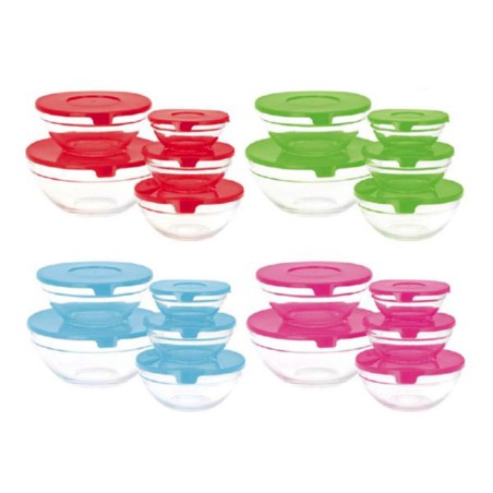 Set di 5 scatole porta pranzo Glass EH Azzurro Trasparente