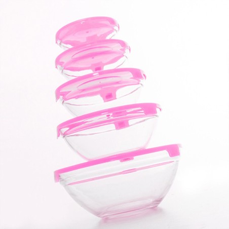 Set di 5 scatole porta pranzo Glass EH Azzurro Trasparente