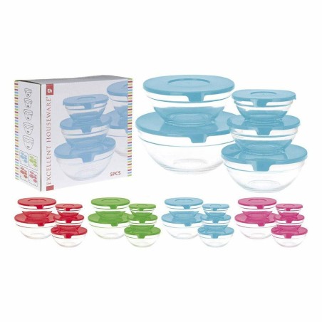 Set di 5 scatole porta pranzo Glass EH Azzurro Trasparente