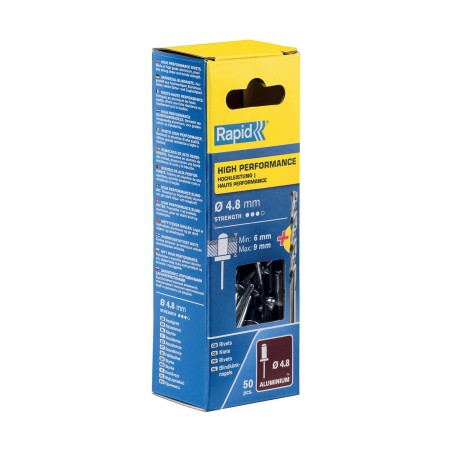 Rivetto Rapid 5000388 Punta da trapano Ø 4,8 x 12 mm Alluminio (50 Unità)