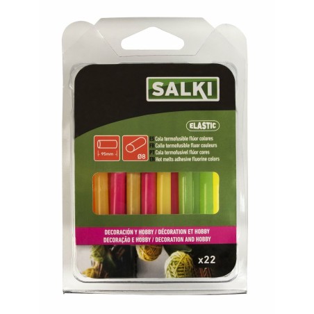 Stick di colla a caldo Salki 430106 Multicolore Decorazione Fluoro Ø 8 x 95 mm 105 g (22 Unità)