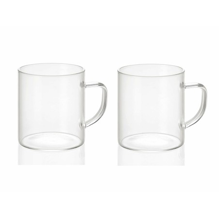 Set di 2 Tazze Mug Andrea House ms19209 Trasparente Vetro 300 ml 2 x 300 ml Ø 7,5 x 8,5 cm