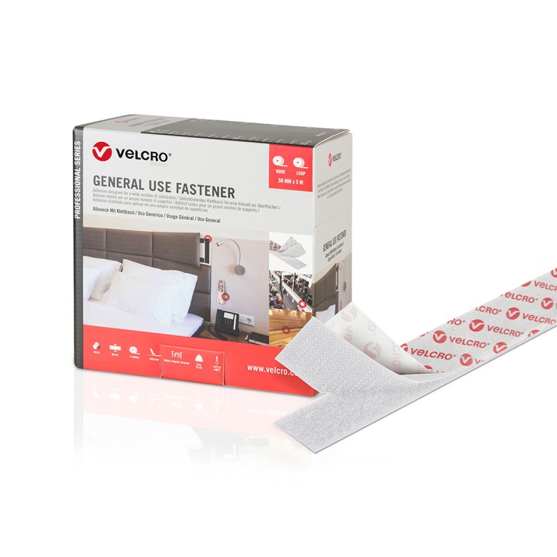 Nastro biadesivo Velcro Bianco 50 mm x 5 m Nastro biadesivo Velcro Bianco 50 mm x 5 m