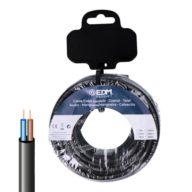Cavo Elettrico Tubo EDM 28723 Nero 5 m 2 x 0,75 mm H05VV-F Cavo Elettrico Tubo EDM 28723 Nero 5 m 2 x 0,75 mm H05VV-F