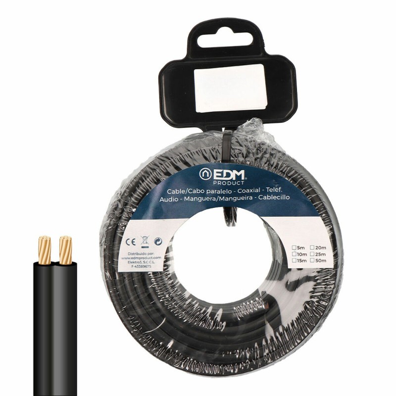 Cavo parallelo piatto EDM 28712 Nero 10 m 2 x 0,75 mm Cavo parallelo piatto EDM 28712 Nero 10 m 2 x 0,75 mm