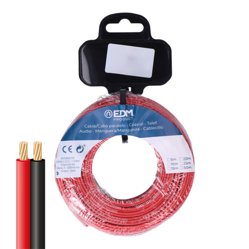 Cavo parallelo EDM 28009 Nero Rosso Rosso Nero 50 m Bobina Audio Cavo parallelo EDM 28009 Nero Rosso Rosso Nero 50 m Bobina Audio