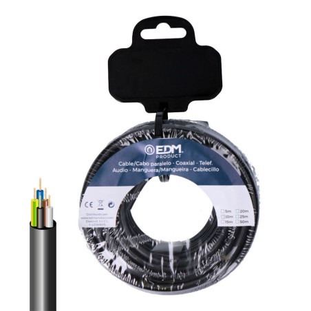 Cavo Elettrico Tubo EDM 28381 vv-k06 Nero 15 m