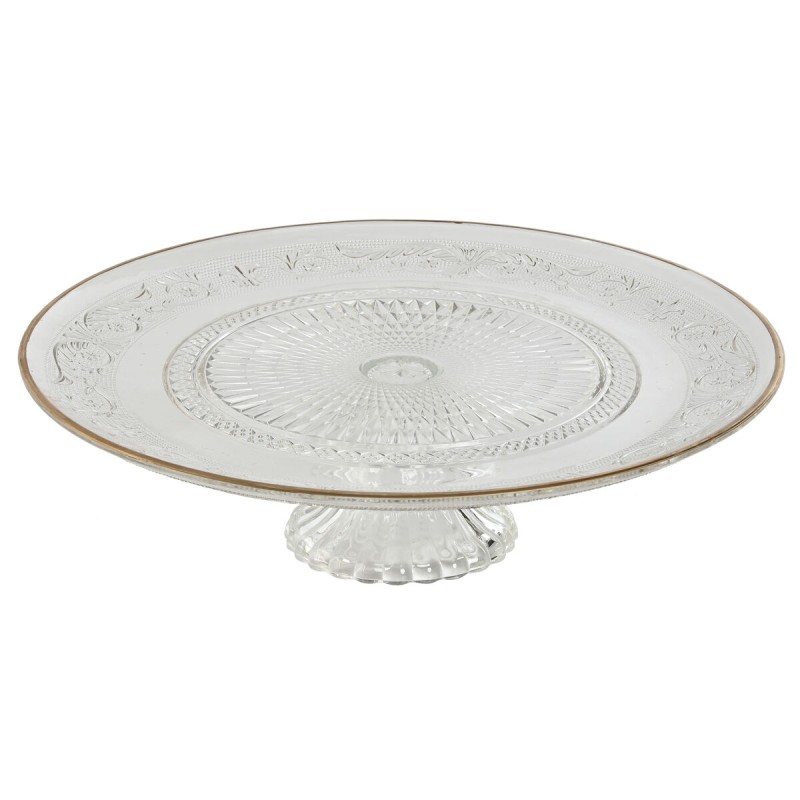 Piatto da pranzo Home ESPRIT Trasparente Dorato Cristallo 33 x 33 x 9,4 cm