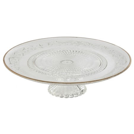 Piatto da pranzo Home ESPRIT Trasparente Dorato Cristallo 33 x 33 x 9,4 cm