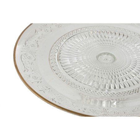Piatto da pranzo Home ESPRIT Trasparente Dorato Cristallo 33 x 33 x 9,4 cm