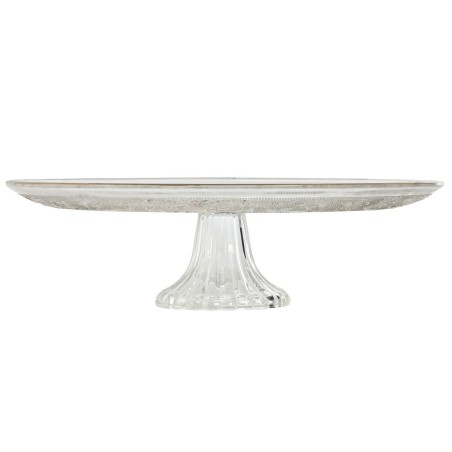 Piatto da pranzo Home ESPRIT Trasparente Dorato Cristallo 33 x 33 x 9,4 cm