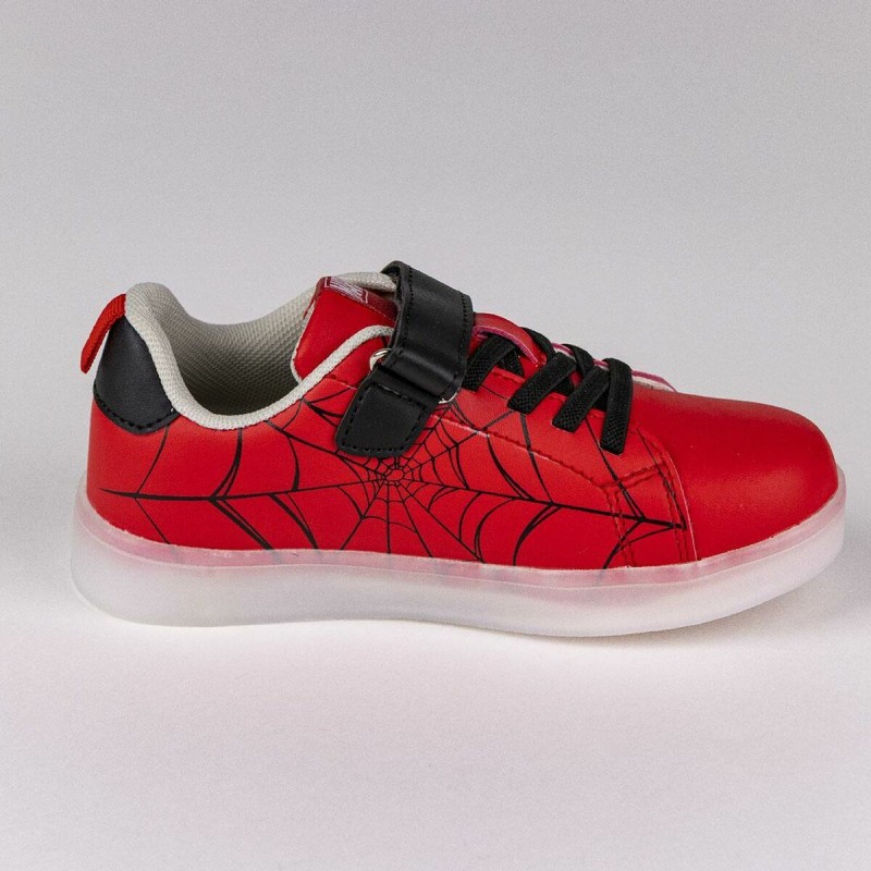 Scarpe Sportive con LED Spider-Man Velcro Rosso Scarpe Sportive con LED Spider-Man Velcro Rosso